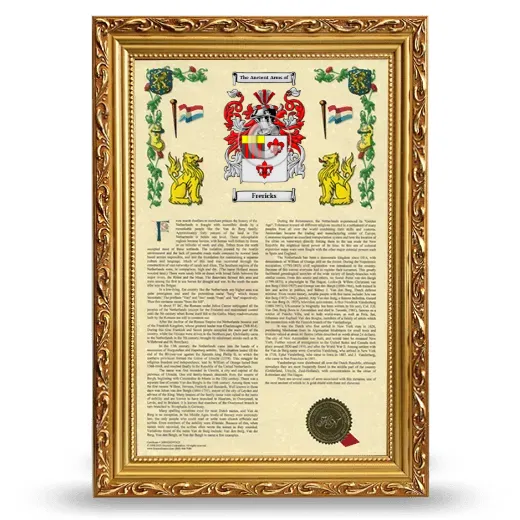 Frericks Armorial History Framed - Gold