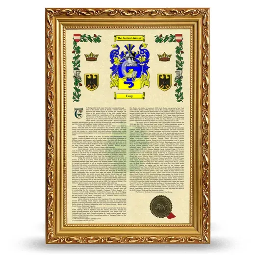 Frey Armorial History Framed - Gold