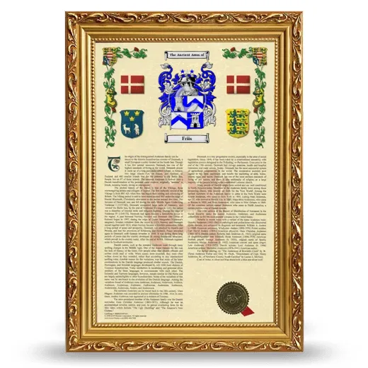 Friis Armorial History Framed - Gold