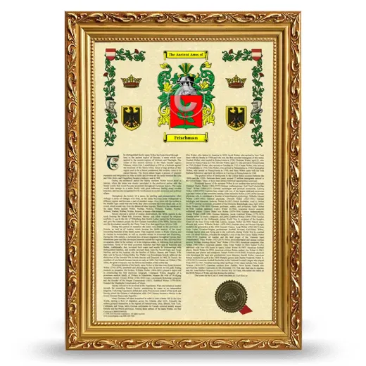 Frischman Armorial History Framed - Gold