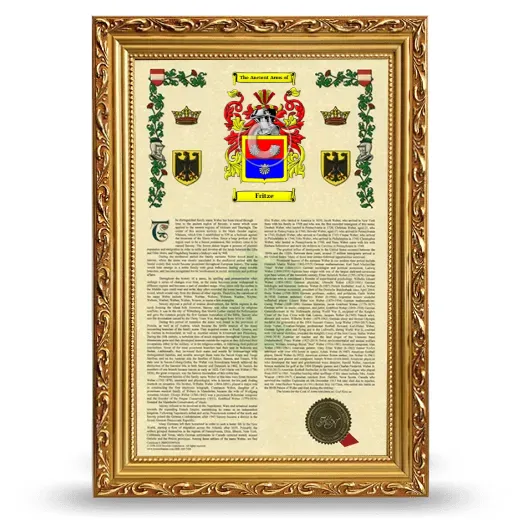 Fritze Armorial History Framed - Gold