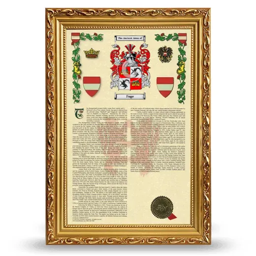 Fuge Armorial History Framed - Gold