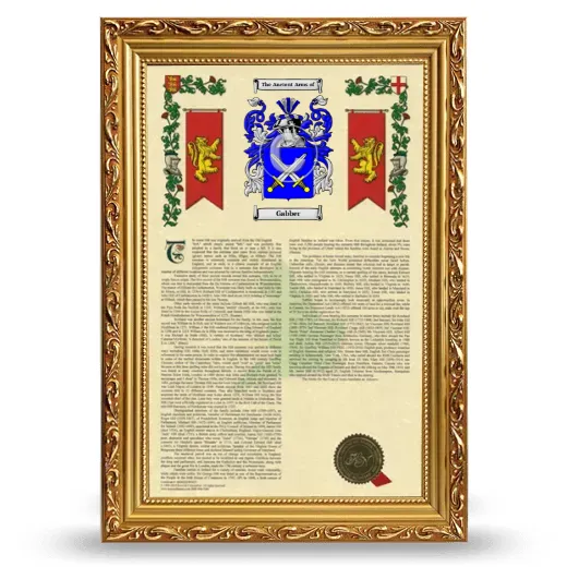 Gabber Armorial History Framed - Gold