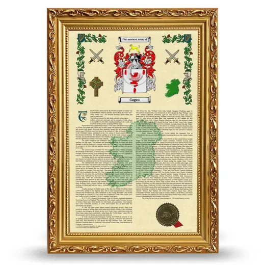 Gagen Armorial History Framed - Gold