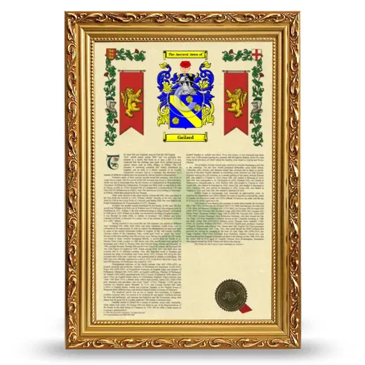 Gailard Armorial History Framed - Gold