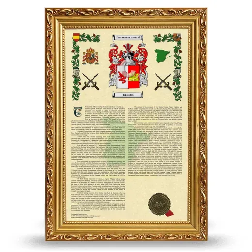 Galban Armorial History Framed - Gold