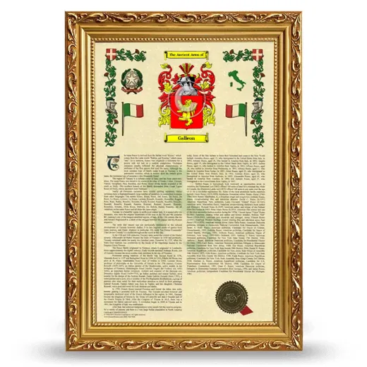Galleon Armorial History Framed - Gold