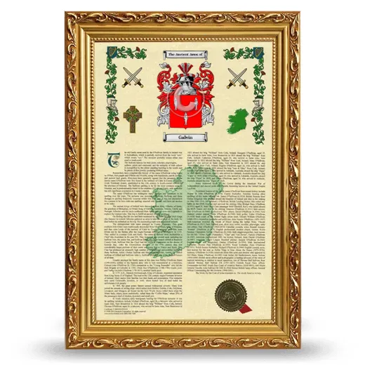 Galvin Armorial History Framed - Gold