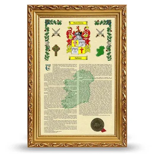 Galwey Armorial History Framed - Gold