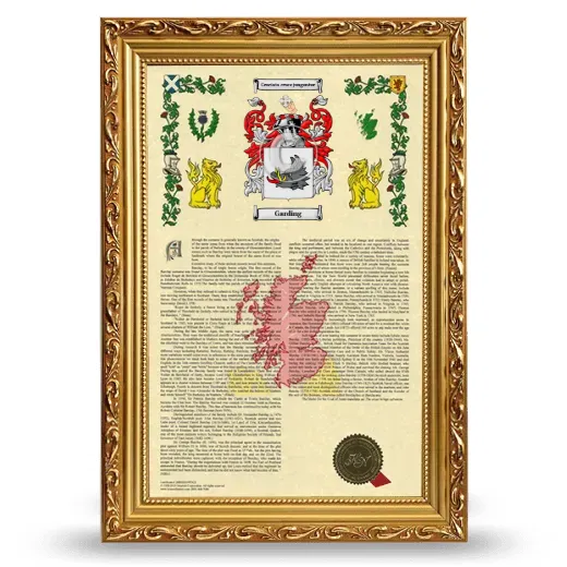 Garding Armorial History Framed - Gold