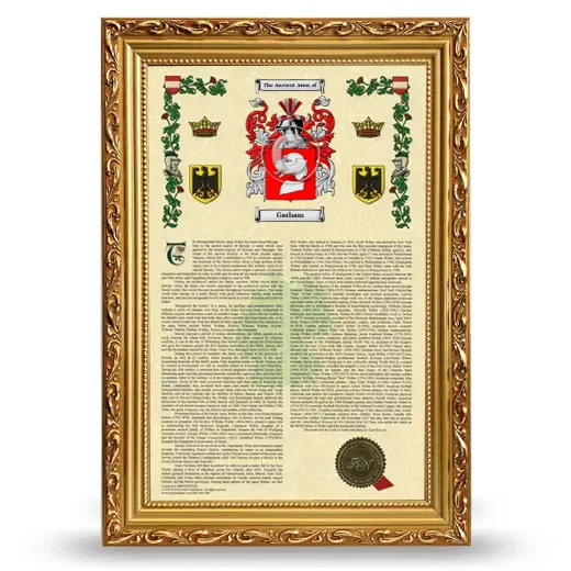 Garham Armorial History Framed - Gold