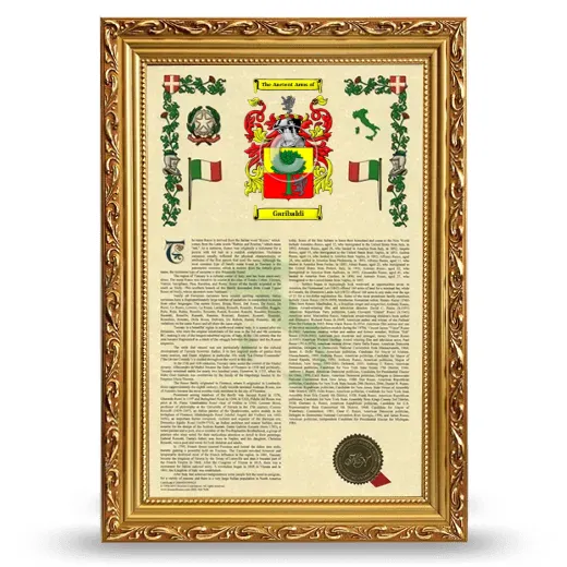Garibaldi Armorial History Framed - Gold
