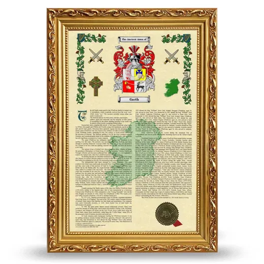 Garth Armorial History Framed - Gold