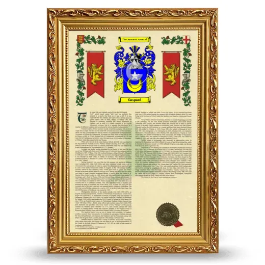 Gaspard Armorial History Framed - Gold