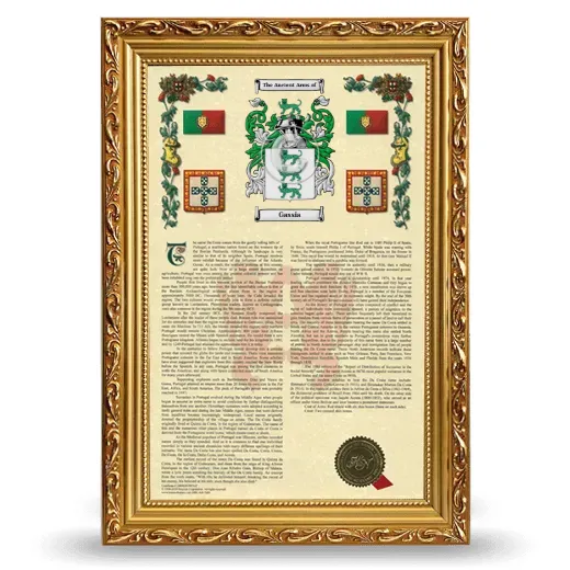 Gassia Armorial History Framed - Gold