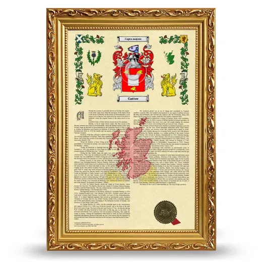 Gattee Armorial History Framed - Gold