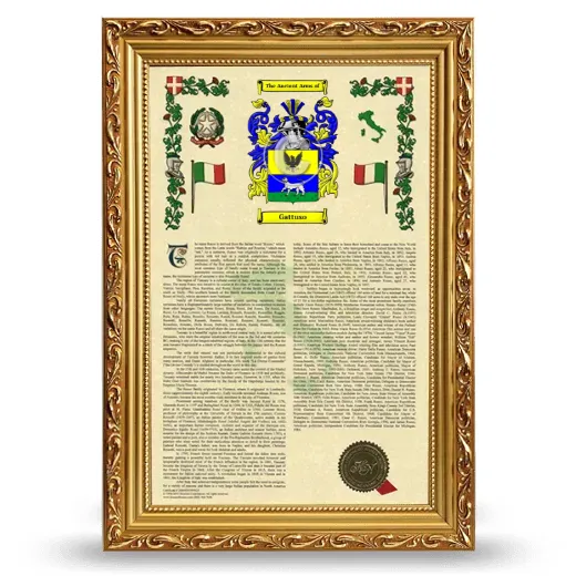 Gattuso Armorial History Framed - Gold