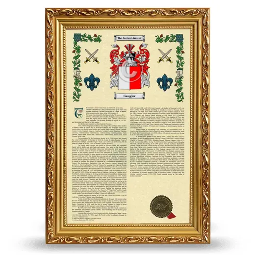 Gaugler Armorial History Framed - Gold