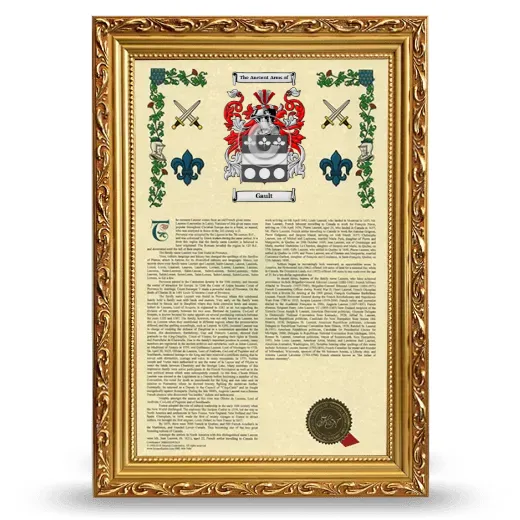 Gault Armorial History Framed - Gold