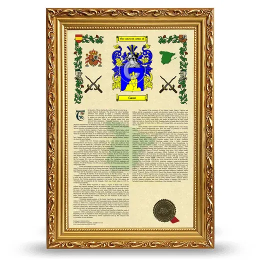 Gaur Armorial History Framed - Gold