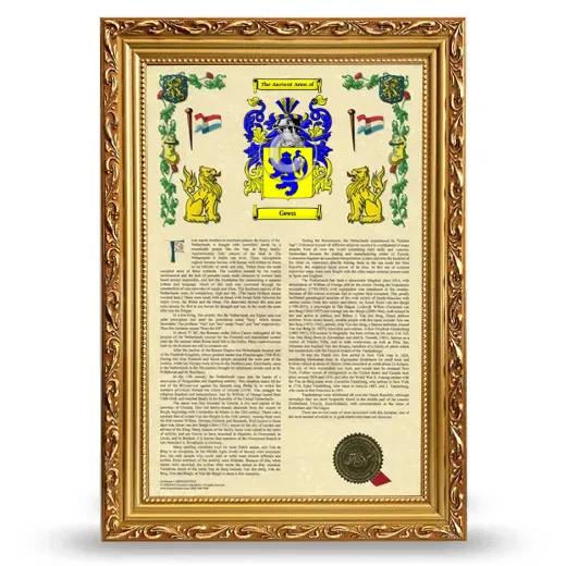 Geen Armorial History Framed - Gold