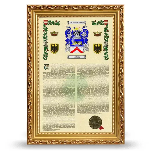 Gehrig Armorial History Framed - Gold