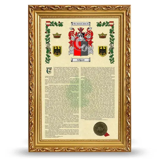 Gelgoot Armorial History Framed - Gold