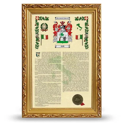 Gelli Armorial History Framed - Gold