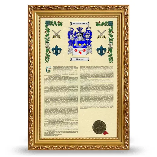 Georgel Armorial History Framed - Gold