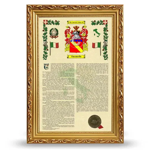 Giacomello Armorial History Framed - Gold
