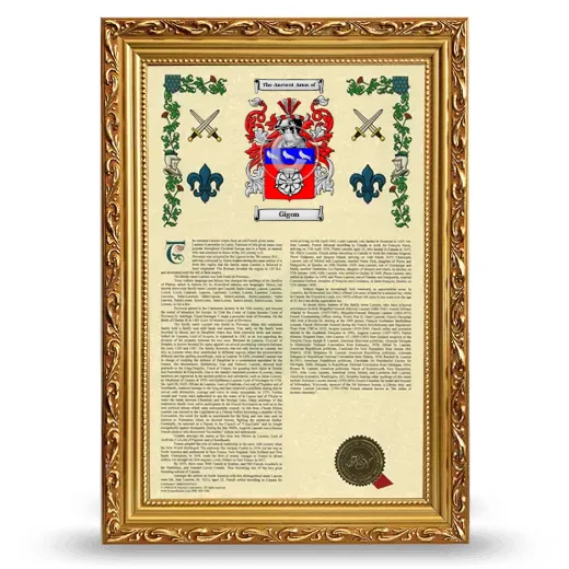 Gigon Armorial History Framed - Gold
