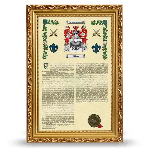 Gilbert Armorial History Framed - Gold