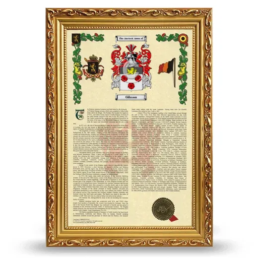 Gilman Armorial History Framed - Gold