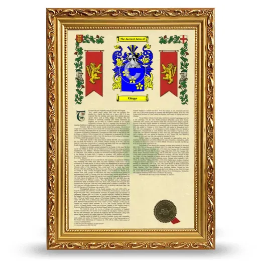 Ginge Armorial History Framed - Gold