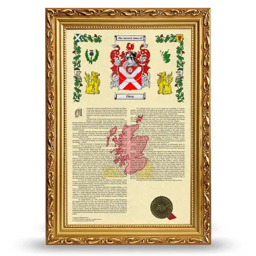 Girry Armorial History Framed - Gold