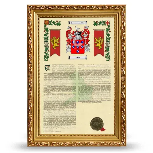 Gise Armorial History Framed - Gold
