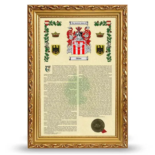 Gitter Armorial History Framed - Gold