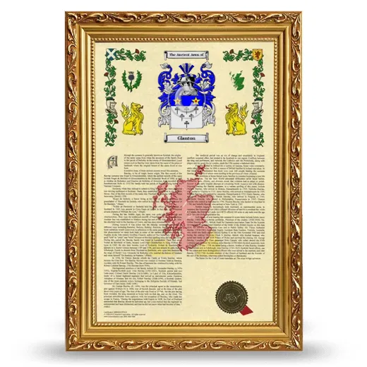 Glanton Armorial History Framed - Gold