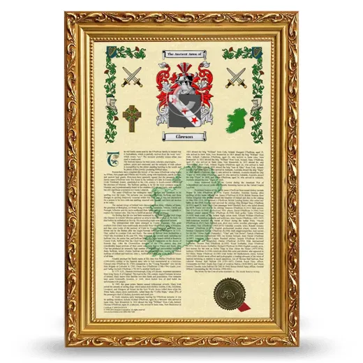 Gleeson Armorial History Framed - Gold