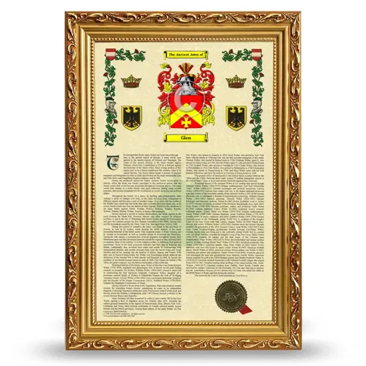 Glen Armorial History Framed - Gold