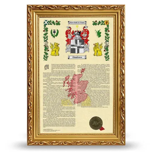 Glendower Armorial History Framed - Gold