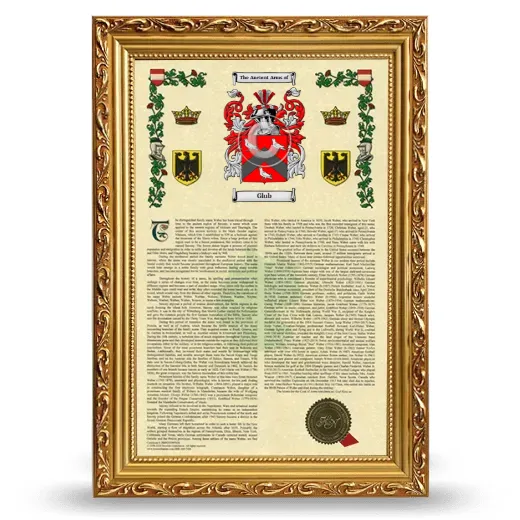 Glub Armorial History Framed - Gold