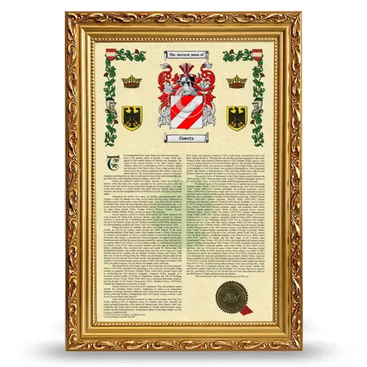Goertz Armorial History Framed - Gold