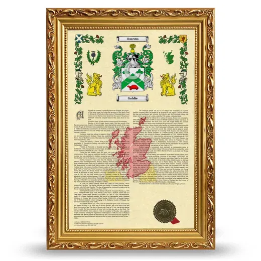Goldie Armorial History Framed - Gold