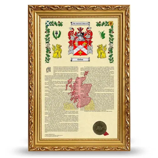 Golon Armorial History Framed - Gold
