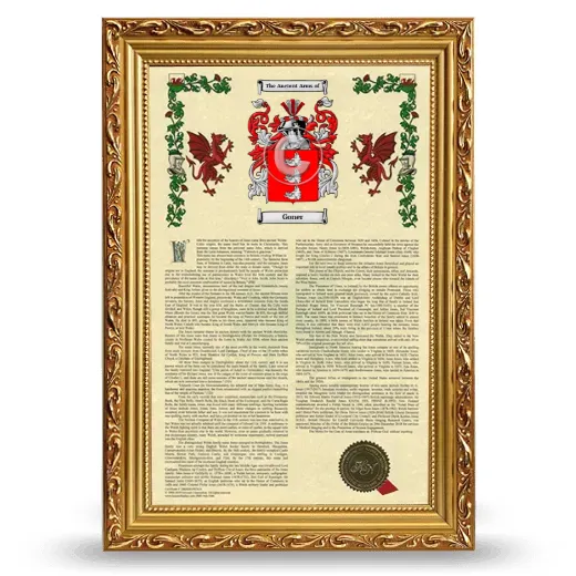 Goner Armorial History Framed - Gold