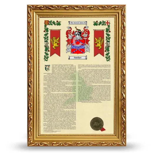 Goodyer Armorial History Framed - Gold