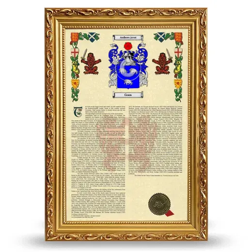 Goos Armorial History Framed - Gold