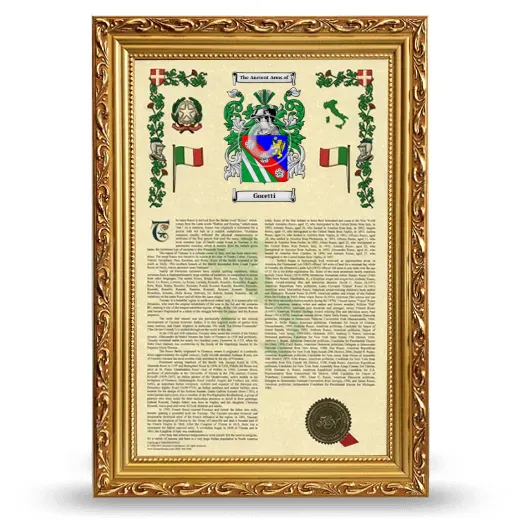 Goretti Armorial History Framed - Gold