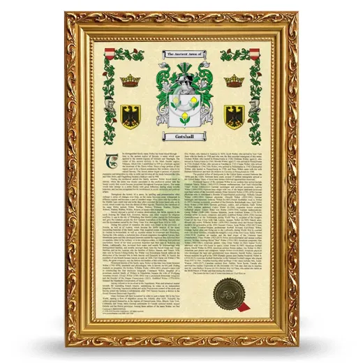Gotshall Armorial History Framed - Gold